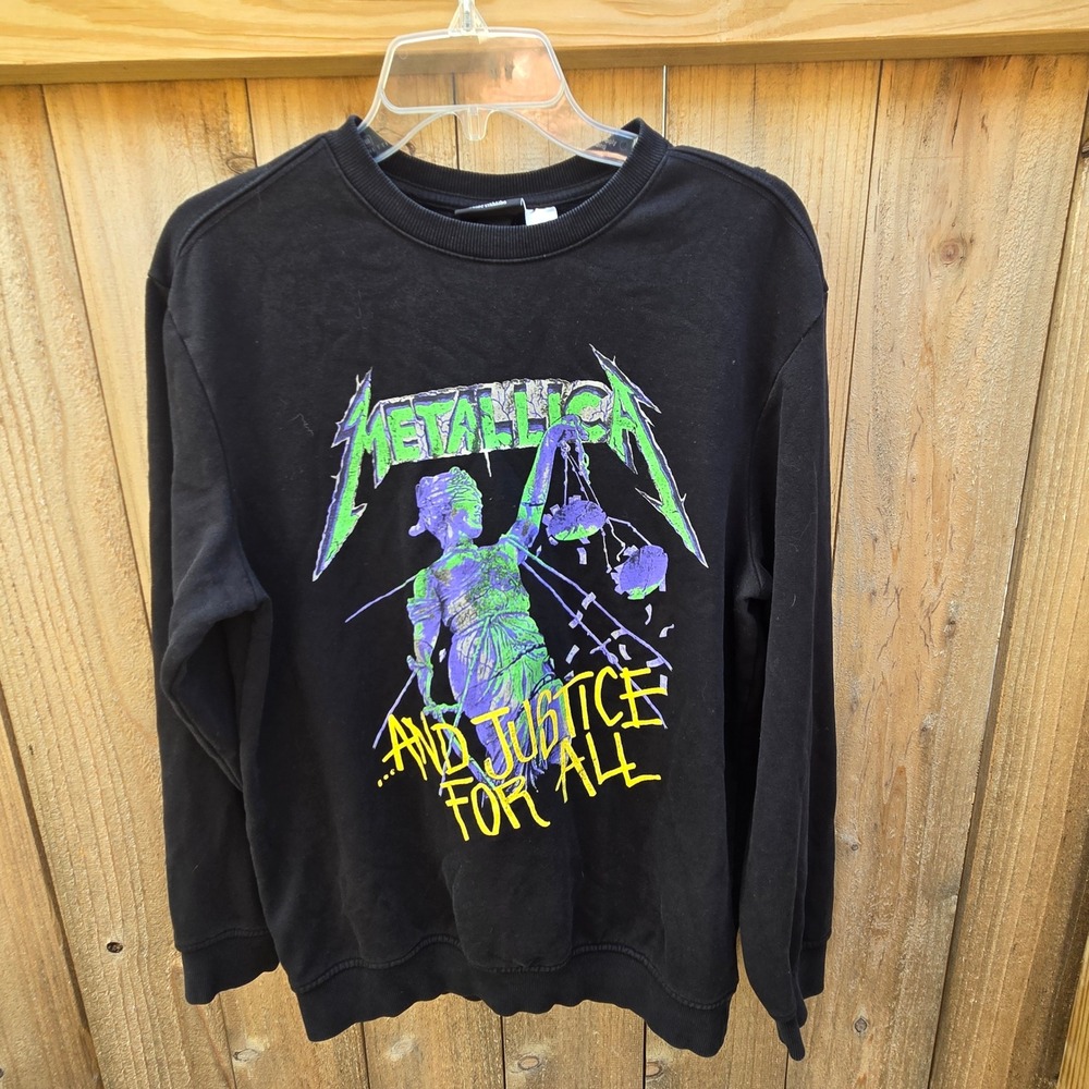 H&M Metallica And Justice For All Graphic Sweatshirt Black Mens Small 80 90s Y2K